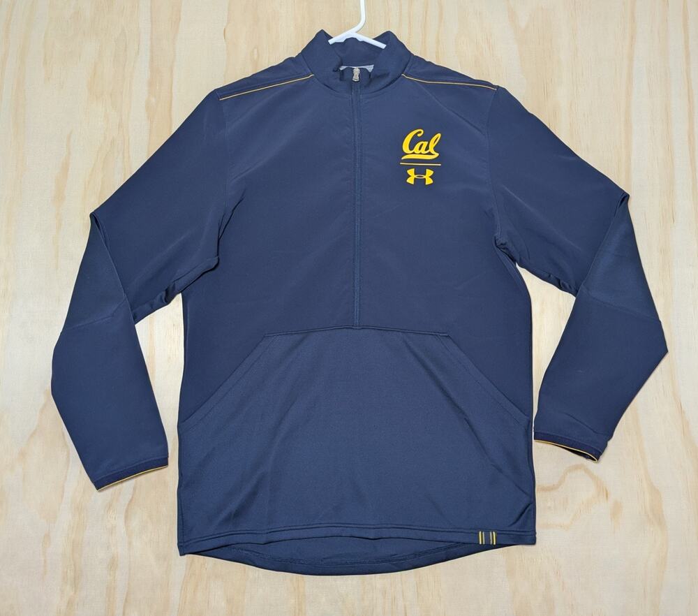 Under Armour Men's Medium Cal Golden Bears Quarter 1/4 Zip Jacket Navy Blue